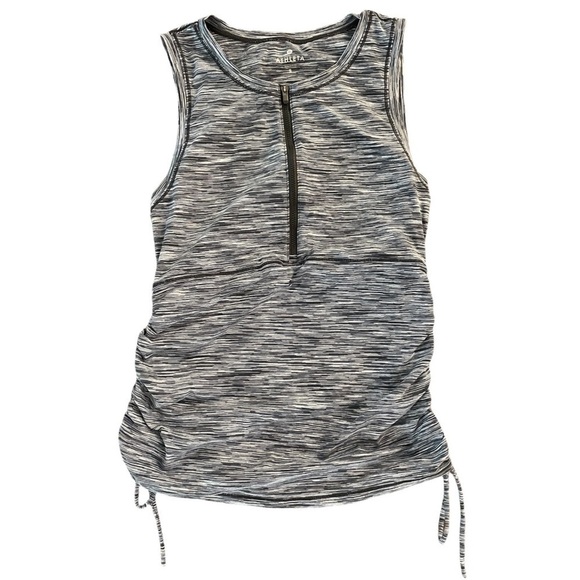 Athleta Gray Quarter Zip Tank With Ruched Sides, Size S - Picture 1 of 7